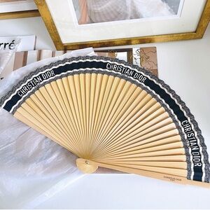 Dior Black and Tan Folding Fan